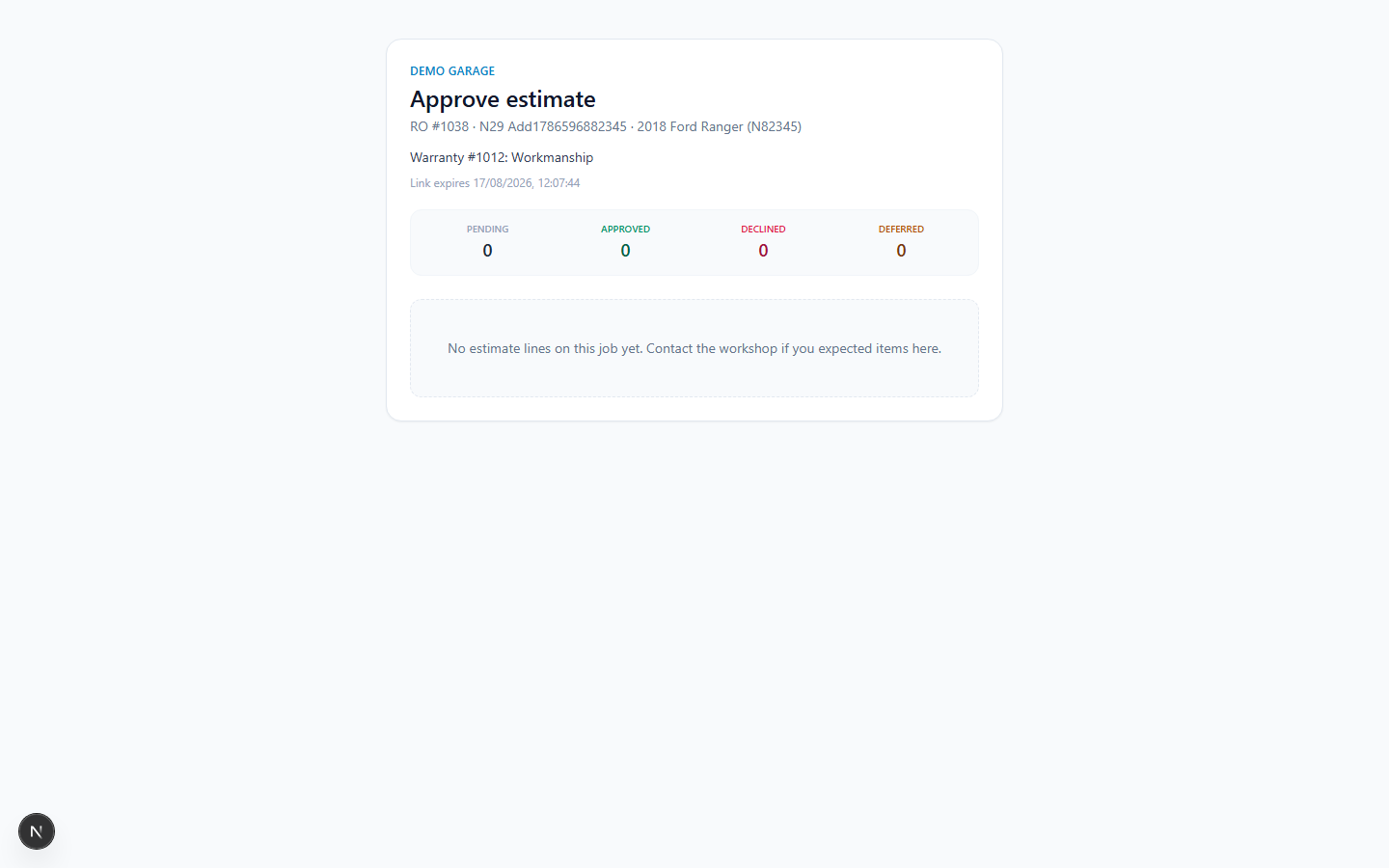 Customer portal estimate line approval on mobile web